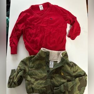 Toddler red sweater and camo fleece pullover 2t